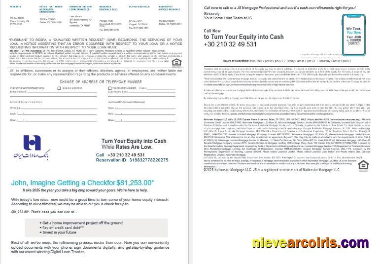 Iran Bank Sederat mortgage statement 3-4